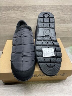 BearPaw Men's Black Quilted Slip-On Clog with Faux-Fur Collar #241